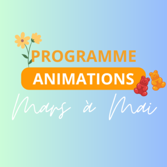 visuel graphique "programme des animations" pour le mois de mars à mai